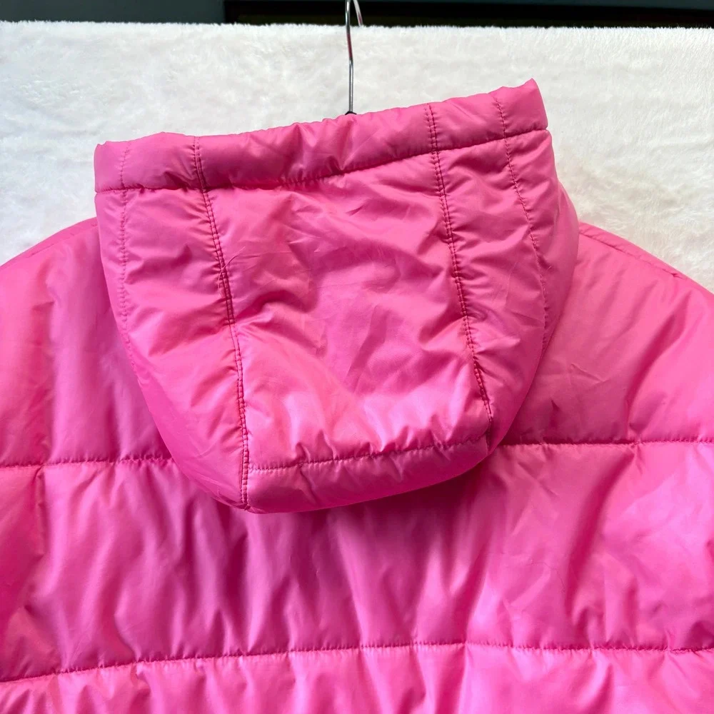 Nike‎ Therma-FIT Puffer Coat Women Sz Small Pink Long Hooded Winter Warm